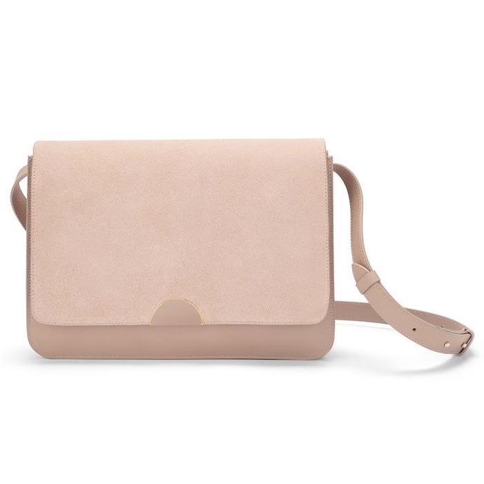Cuyana Nude Pink Suede & Smooth Leather Shoulder Bag - Made In Italy